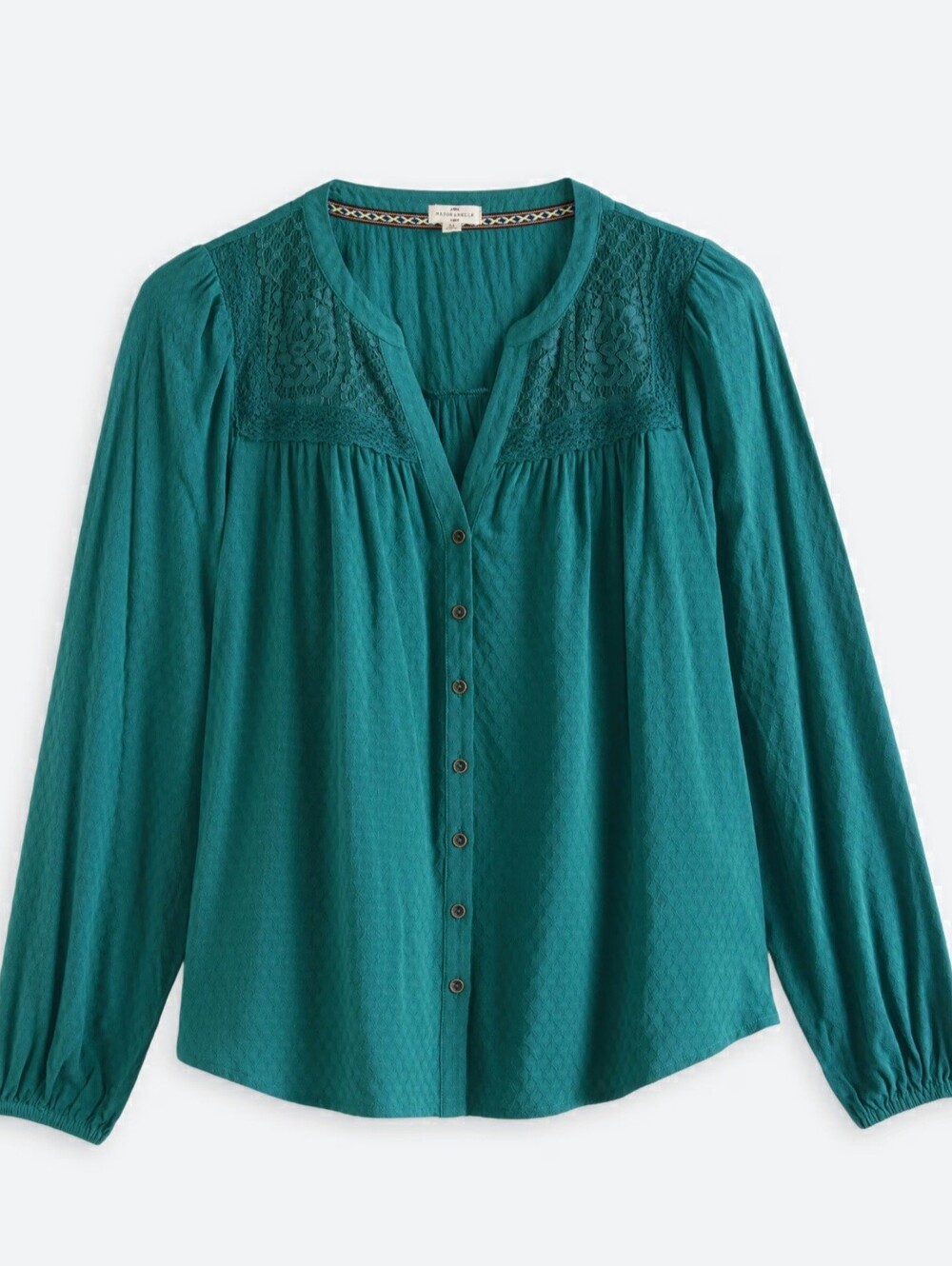 Mason & Belle Crochet Detail Blouse XL Green